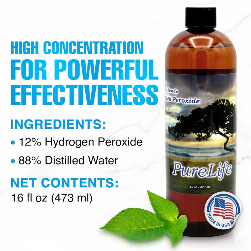 purelife 12% Hydrogen Peroxide Food Grade with No Added Stabilizers - in Distilled Water (16 Oz +Dropper) - Image 4